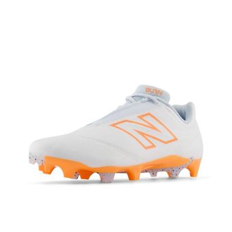 New Balance Mens Burnx4, White/Hot Mango/Ice Blue, 11.5