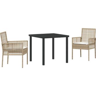 vidaXL Vidaxl - Conjunto De Comedor De Jard&iacute;n Con Coj&iacute;n 3 Pcs Beige Polirat&aacute;n