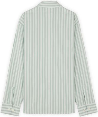 Maison Kitsun&eacute; Striped Cotton Overshirt - Blue