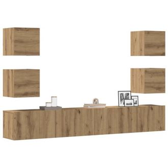 vidaXL Vidaxl - Muebles De Tv De Pared 6 Uds Madera Ingenier&iacute;a Roble Artesanal