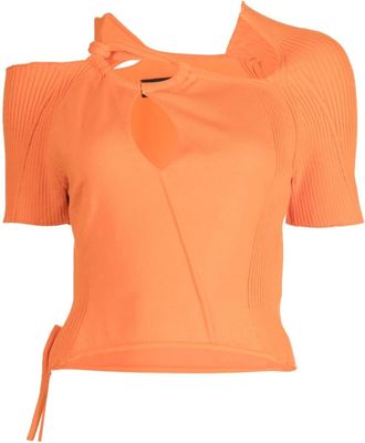Ottolinger cut-out-detailing knitted top - women - Polycotton/Elastane - M - Orange