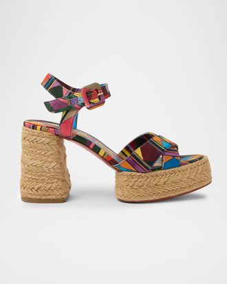 Christian Louboutin 85mm Calakala Geometric Platform Espadrille Sandals