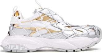 Versace Witte Zilver Gouden Sneakers - Dames - Sneakers - Wit - 36 EU - Leer - Schoenen