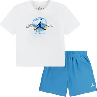 Nike Jordan Kids Flight Team Graphic T-Shirt & Shorts Set in University Blue at Nordstrom, Size 3T