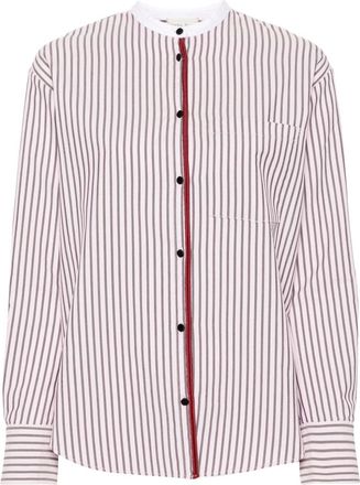 Forte_Forte long-sleeve striped shirt - women - Polyester/Cotton - 0 - Pink