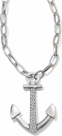 Brighton Large Anchor Necklace With Crystals In Silver