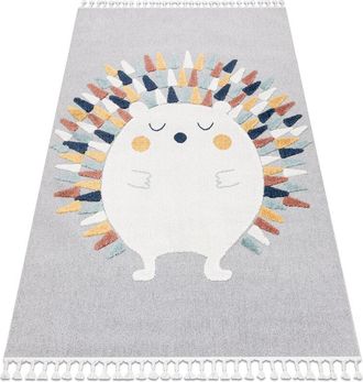 RugsX Carpet yoyo GD73 grey / white - Hedgehog for children, structural, sensory Fringes grey 140x190 cm