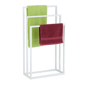 Relaxdays Toallero De Pie Triple, Acero, 82,5 X 46 X 21 Cm Aprox., Soporte De Toallas Para Suelo De Ba&ntilde;o, Color Blanco - Relaxdays