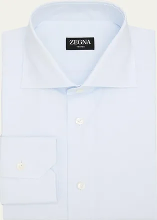 Ermenegildo Zegna Mens Micro-Check Cotton Dress Shirt