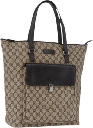 Gucci Pre-owned Tote Bags, female, Beige, Size: ONE SIZE Pre-owned Vintage GG Canvas Tote
