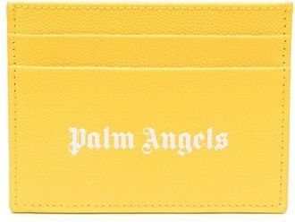 Palm Angels Gothic logo-print cardholder - men - Viscose/Calf Leather - One Size - Yellow