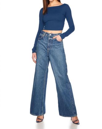 Susana Monaco Scoop Back Crop Top In Stratus