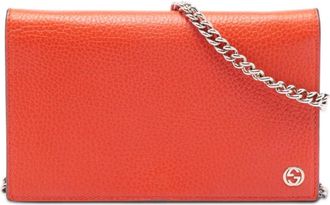 Gucci Pre-owned Cross Body Bags, female, Orange, Size: ONE SIZE Pre-owned Chain Leather Wallet