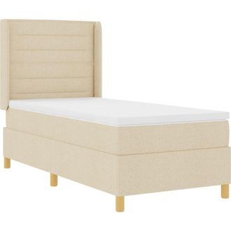 vidaXL vidaXL Box Spring Bed with Mattress Cream 90x200 cm Fabric