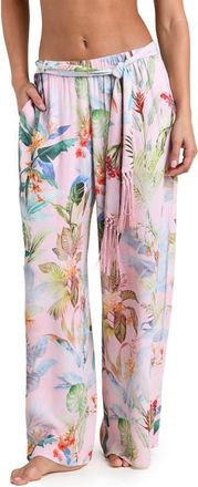 L'agence Colorful Palms Cover-Up Pants in Pink Multi at Nordstrom, Size X-Large