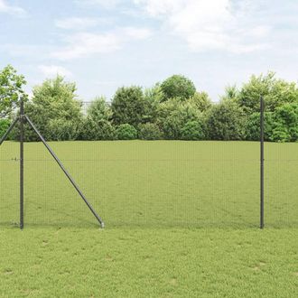 Berkfield Home Welded Wire Fence with 7 Spike Posts Grey 1.5x10 m Steel