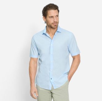 Olymp Kurzarmhemd OLYMP OLYMP Hemd Casual, Herren, Gr. XXL, N-Gr, blau (bleu), Web, Obermaterial: 100% Baumwolle, regular fit, Hemden Kurzarmhemd