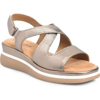COMFORTIVA Amethyst Slingback Platform Wedge Sandal in Light Bronze at Nordstrom, Size 9.5