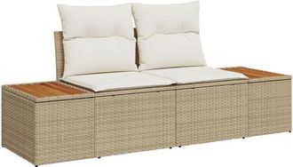 vidaXL Garden Sofa Beige 184 x 62 x 85cm Poly Rattan Vidaxl