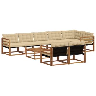 vidaXL Conjunto De Sof&aacute;s De Exterior 9 Uds. Natural Y Beige Vidaxl