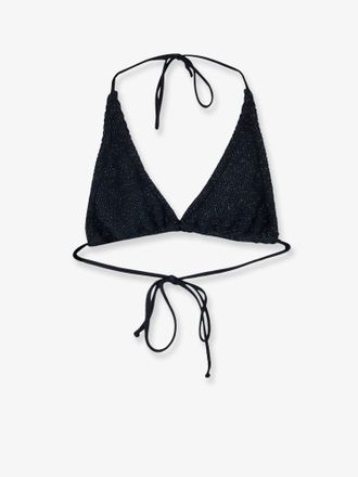 MC2 Saint Barth Womens Bikini Top Guiana Lurex Black Polyamide Swimwear Sea Clothing