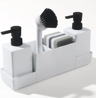OEM Dispensador De Jab&oacute;n De Cocina Con Soporte Para Esponja Para Fregadero - Dispensador De Jab&oacute;n L&iacute;quido Para Manos Y Lavavajillas Con Cepillo
