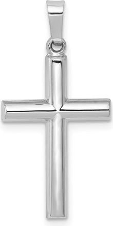 Diamond2Deal 14K White Gold Brushed and Polished Hollow Latin Cross Pendant