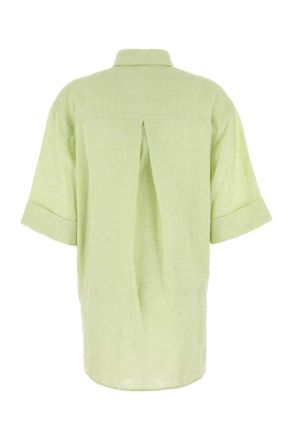 Valentino Garavani Womens Pastel Green Linen Blouse Clearmint Exterior: Maglie