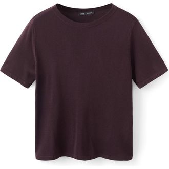 Mango Short Sleeve Sweater in Wine at Nordstrom, Size X-Small