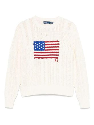 Polo Ralph Lauren Aran-Knit Flag Cotton Jumper Clothing