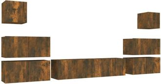 vidaXL 8 Piece TV Cabinet Set Smoked Oak Engineered Wood vidaXL