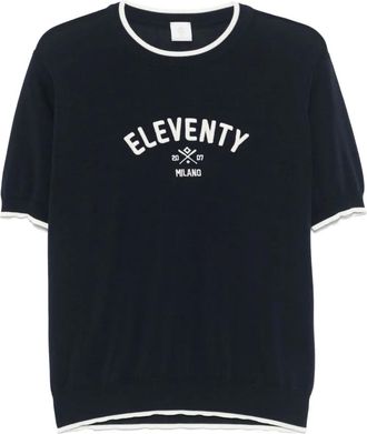 Eleventy T-shirt in maglia - Blu