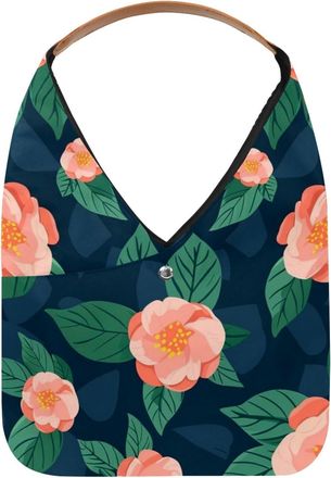 Generic Camellia Leaf Green Reusable Lightweight Grocery Bags - Foldable Into Compact Pouch, Washable & Sturdy, Multipurpose for Shopping and Travel