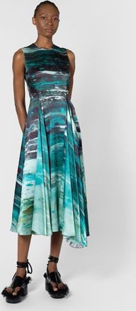 Roksanda Ilincic Tera Printed Midi Dress in Brush Teal /Mint at Nordstrom, Size 10