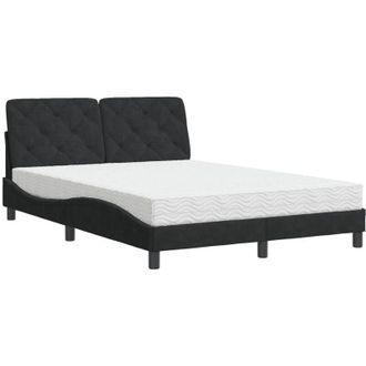 vidaXL Vidaxl - Cama Con Colch&oacute;n Terciopelo Negro 140x200 Cm