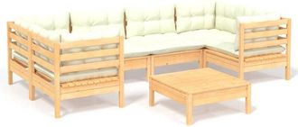 vidaXL Muebles De Jard&iacute;n 7 Piezas Cojines Madera De Pino Color Crema Vidaxl