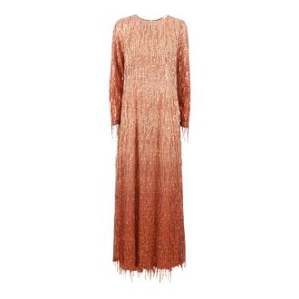 Clips Maxi Dresses, female, Beige, Size: 2XS Abito Paillettes Lungo