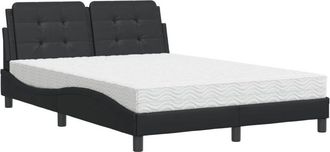 vidaXL Vidaxl - Cama Con Colch&oacute;n Cuero Sint&eacute;tico Negro 140x200 Cm