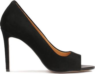 Kazar Suede pumps met uitgesneden bovenkant. Dit product valt klein uit. - Dames - Pumps - Zwart - 38 EU - Leer - Schoenen
