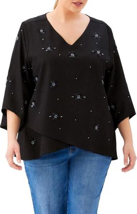 Karen Kane Embellished Asymmetric Hem Top in Black at Nordstrom, Size 2 X