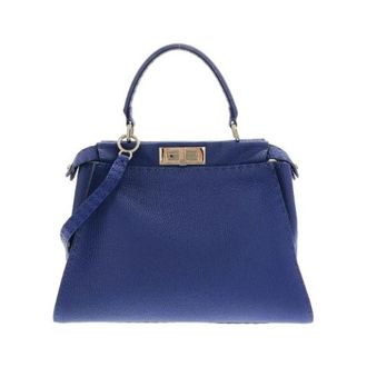 Fendi Pre-owned Selleria Peekaboo Calf Handbag - Dames - Vintage Handtas - Blauw - ONE Size - Leer - Vintage