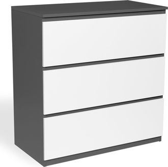 IDMarket Cassettiera A 3 Cassetti Tomi Legno Bianco E Grigio