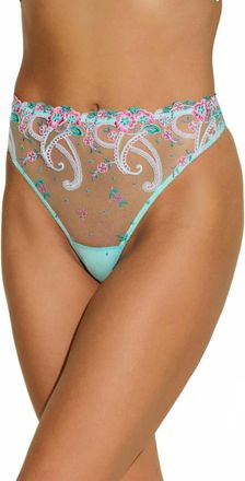 Cosabella Sanika Mid-Rise Sheer Thong Panties In Addy Green