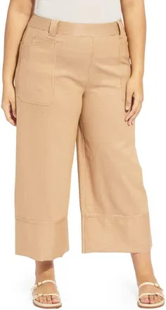 Lyss&eacute; Analia Striped Wide Leg Jeans in Cinnamon Sheen Line at Nordstrom, Size 1X