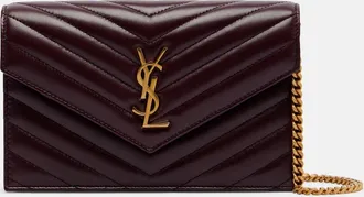 Saint Laurent Cartera con cadena Cassandre Envelope de piel