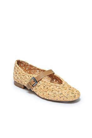 Bernardo Borden Raffia Mary Jane Flats