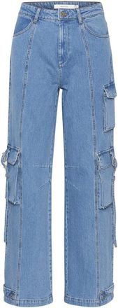 Gestuz Mid Blue Washed Cargo Broek - Dames - Regular Fit Jeans - Blauw - W29 - Katoen - Jeans