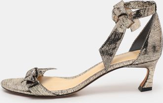 Alexandre Birman Metallic Gold Textured Leather Clarita Ankle Strap Sandals