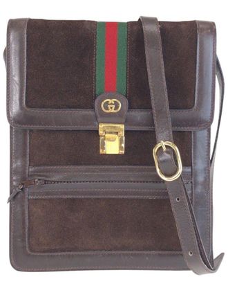 Gucci Brown Suede Sherry Line Shoulder Bag (Authentic Pre-Loved)