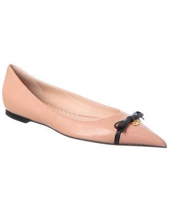 Valentino Vlogo Leather Ballerina Flat
